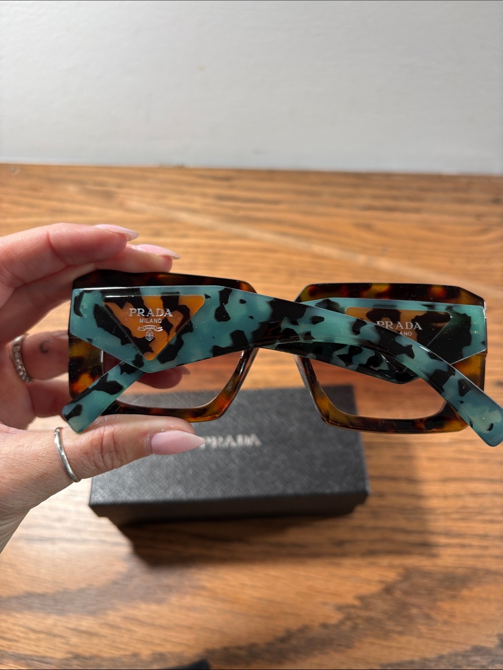 PRADA Turquoise and Brown Tortoiseshell Acetate Sunglasses